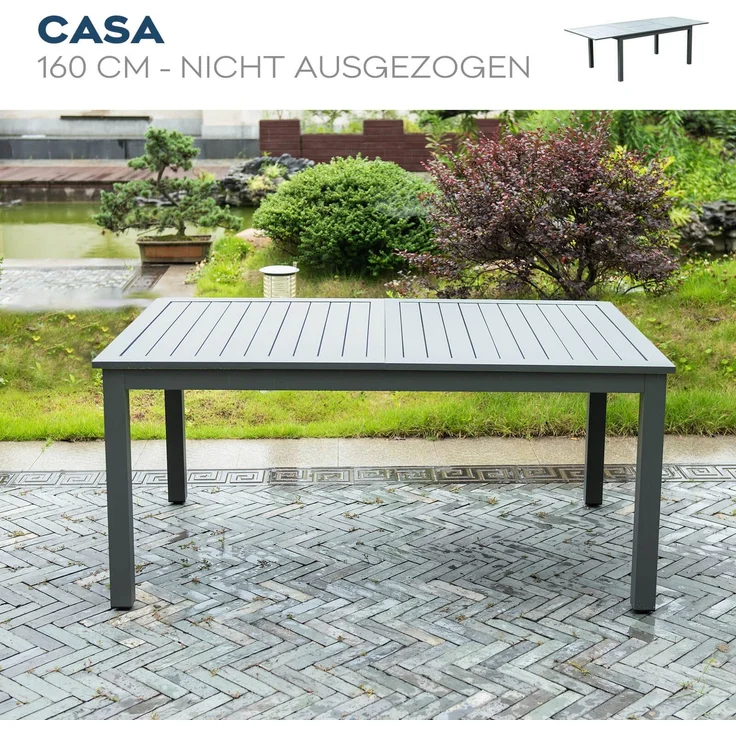 HOME DELUXE Garten-Sitzgruppe ausziehbar CASA MADERA - 160/240 x 100 cm 8 Stühle – Bild 5