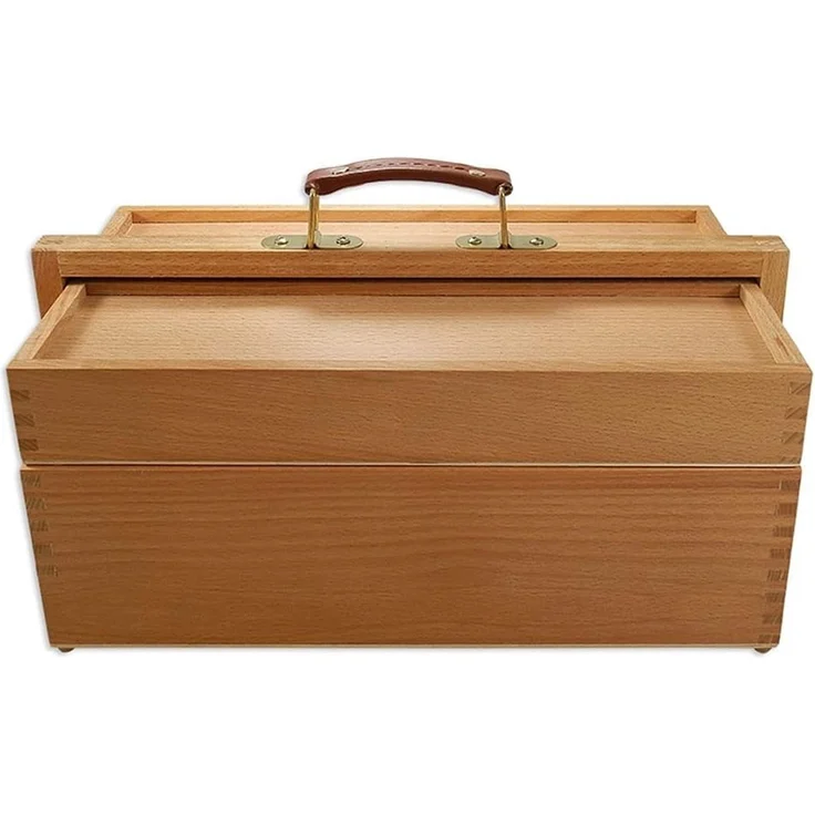 Artina Aufbewahrungsbox Malkasten Vannes, Malkoffer mit 4 Staufächern, 39x23x17,5 cm, Utensilienbox, Holzkoffer,Bastelkoffer mit Tragegriff - Nähkasten – Bild 5