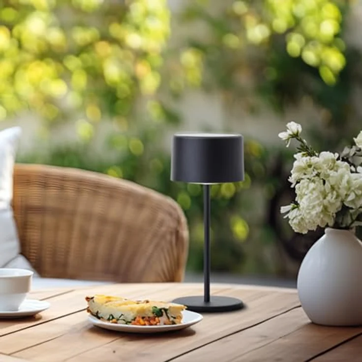Brilliant LED Tischlampe schwarz Dimmbar & mit Akku Mobile Innenleuchte mit drei-Stufen-Touchdimmer Warmweißes Licht, stilvolles Design, energiesparend & flexibel einsetzbar - per USB aufladbar – Bild 3