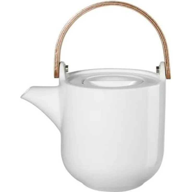 ASA Selection coppa yuki Teekanne mit Holzgriff, Tee Kanne, Porzellankanne, Porzellan, Weiß Glänzend, 600 ml, 19371017