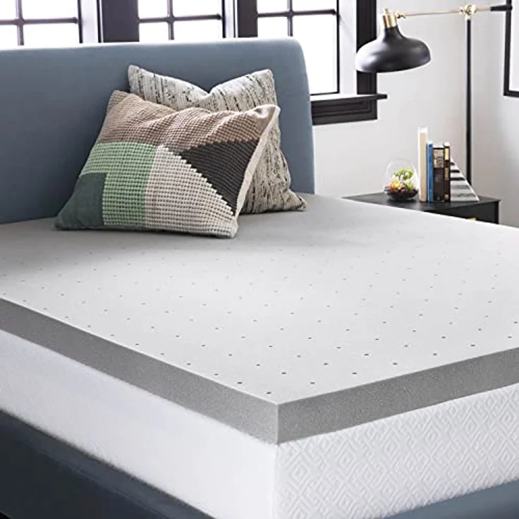 LUCID 7,5 cm Bambuskohle Memory Foam Matratzenauflage - Aktivkohle - Atmungsaktive Matratzenauflage, Doppelbett (135x190 cm) – Bild 2