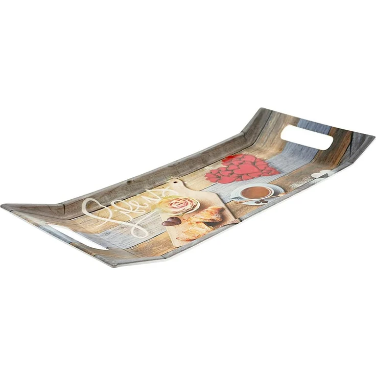 Lashuma Tablett Frühstück, Melamin, (1-tlg), Beige braunes Kunststofftablett aus Italien 41x19 cm – Bild 3