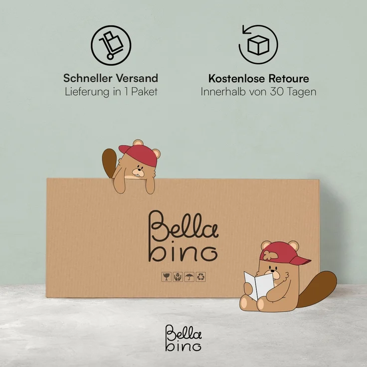 Bellabino 'Baru' Kinderbücherregal, Holz, natur unbehandelt, 88x30x80 cm, Montessori Kinderregal mit 4 Ablagefächern – Bild 8
