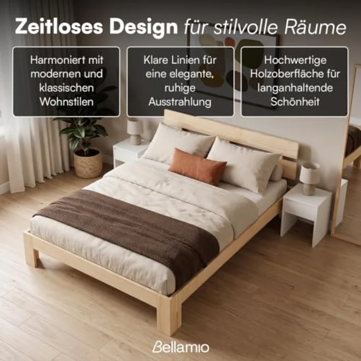 Bellamio 'Kavir' Bett, natur, 140x200 cm – Bild 5