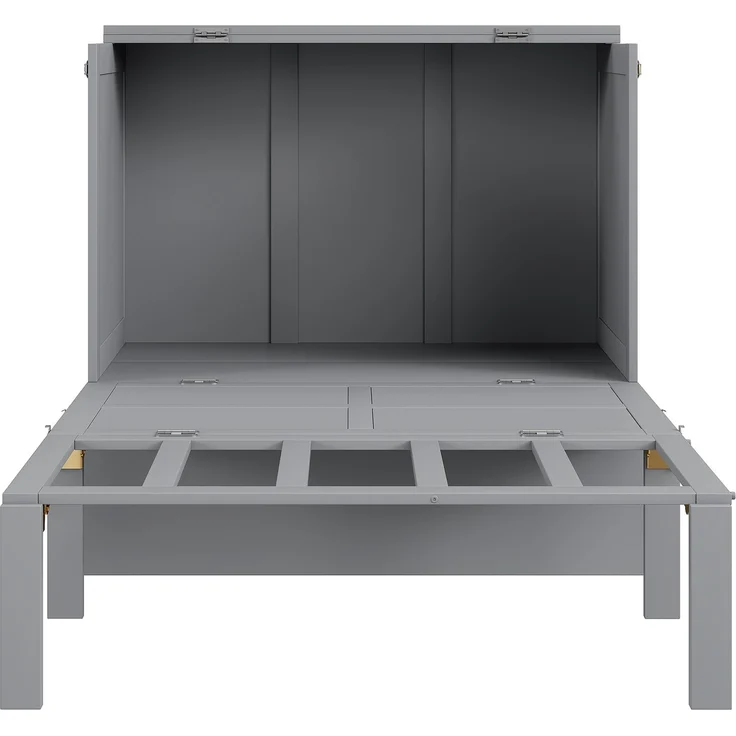 Novelux Vertikales Schrankbett 90x200 cm Wandklappbett mit Lattenrost – Platzsparendes Einzelbett aus Holz & Metall für kleine Räume, Grau, 150 kg – Bild 9