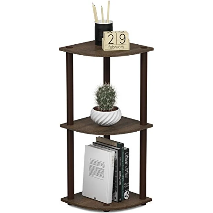 Furinno kompaktes Eck-Mehrzweck-Regal mit 3 Ebenen, holz, Walnuss/Braun, 29.46 x 29.46 x 75.18 cm – Bild 6