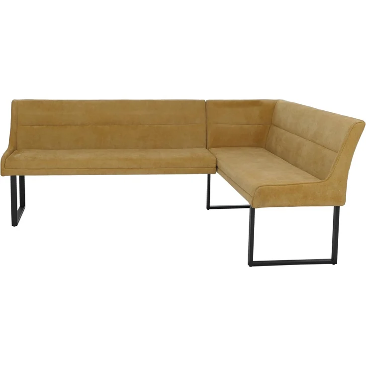 Eckbank HWC-O81, Esszimmerbank Bank, Öko-Tex (310g/m²) Chenille Stoff/Textil Metall 210x159 cm ~ senfgelb – Bild 8