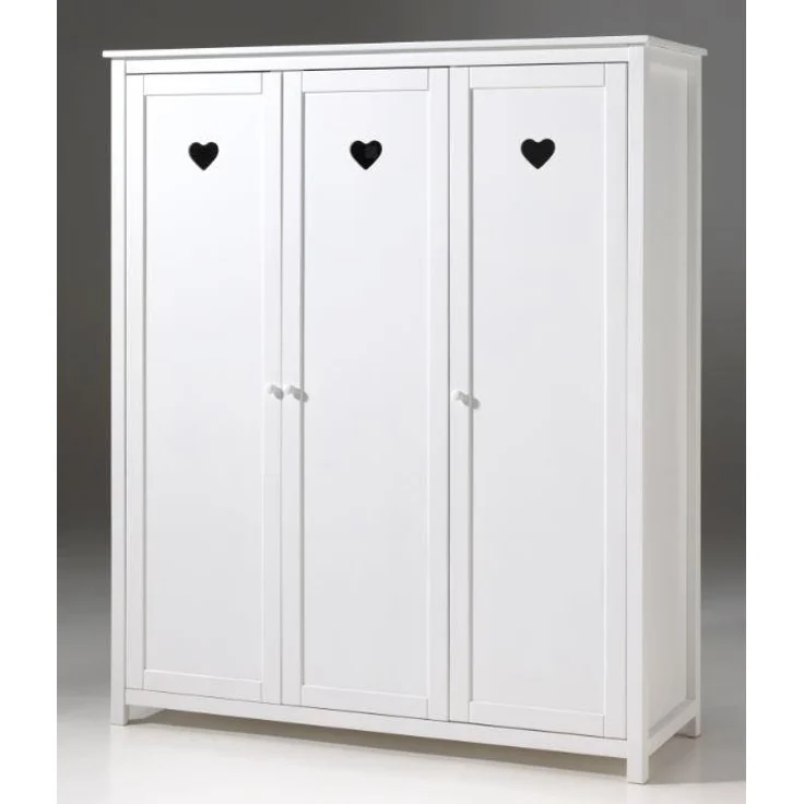 Vipack 'Amori' 5-tlg. Kinderzimmer-Set 90x200 cm, weiß, mit Bett, 3-trg. Kleiderschrank, Schreibtisch, Regal und Nachttisch – Bild 3