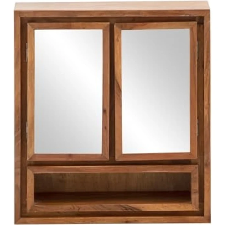 Spiegelschrank Bad massivum Maddox Akazienholz 50x55x20 cm Bad-Hängeschrank mit Spiegel Badezimmerschrank Landhausstil braun – Bild 6
