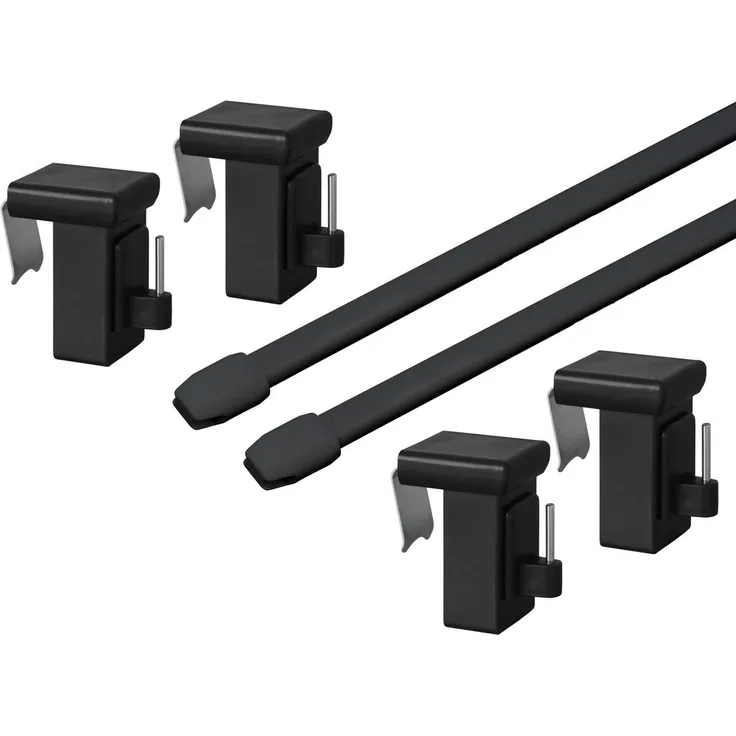 dekondo Gardinenstange Vitragestange "Bali" - 2 Stück -, ausziehbar, Fenstermontage, ohne Bohren, ohne Kleben, inkl. 4x klemmbare Fensterhaken für einen Klemmbereich von 10-27 mm