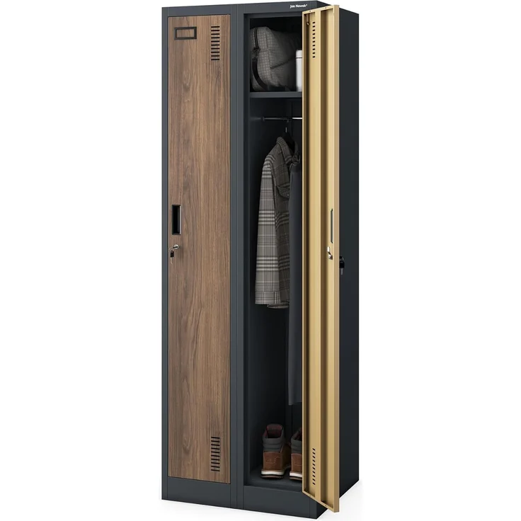 Jan Nowak Spindschrank abschließbar Umkleideschrank Metall Personalschrank Kleiderschrank Spind mit 2 Abteilen Trennwand Kleiderstange Haken Namensschild Lüftung, 180 x 60 x 50 cm