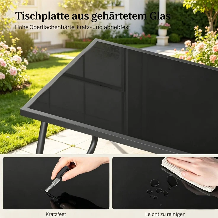 Balkonmöbel-Set 4-teilig mit Tisch 75 x 45 x 41,5 cm – Zweisitzer, 2 Sessel und Glastisch – Bild 7
