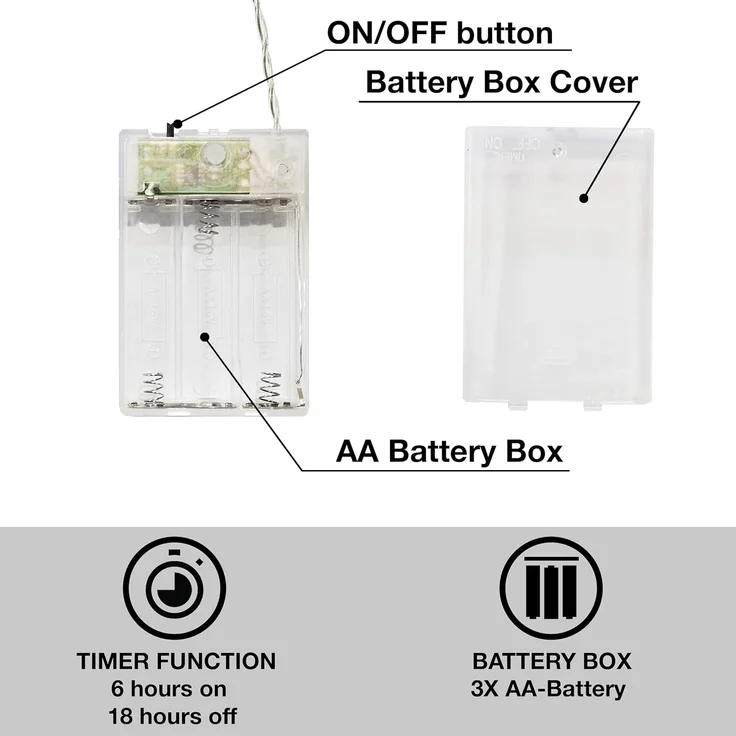 COZY HOME LED-Lichterkette Herz Lichterkette Batterie und Stecker -, 20 LEDs I 5 Meter I Timer-Funktion I Warmweiß I Lichterkette Innen – Bild 5