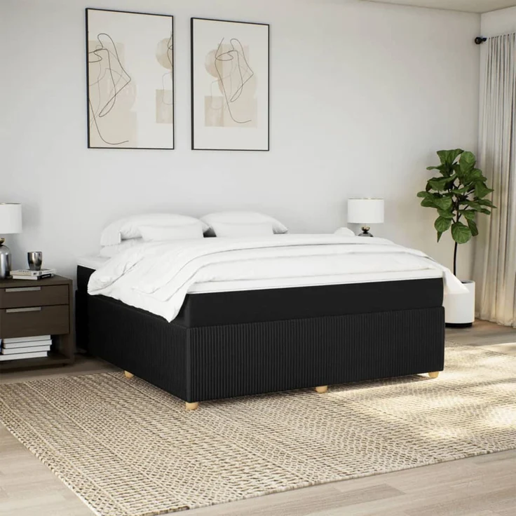 vidaXL Boxspringbett mit Matratze Schwarz 180x200 cm Stoff 3285590 – Bild 3