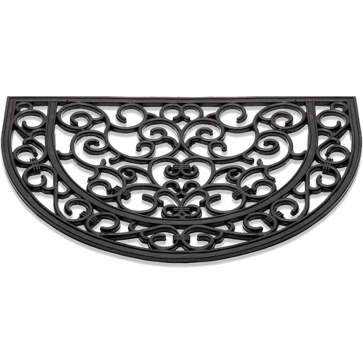 matches21 HOME & HOBBY Fußmatte Hartgummi Fußmatte Ornamente halbrund 40x60 cm schwarz, halbrund, Höhe: 12 mm, Wetterfeste Aussen-Bereich Türmatte als Outdoor Schmutzfangmatte – Bild 5