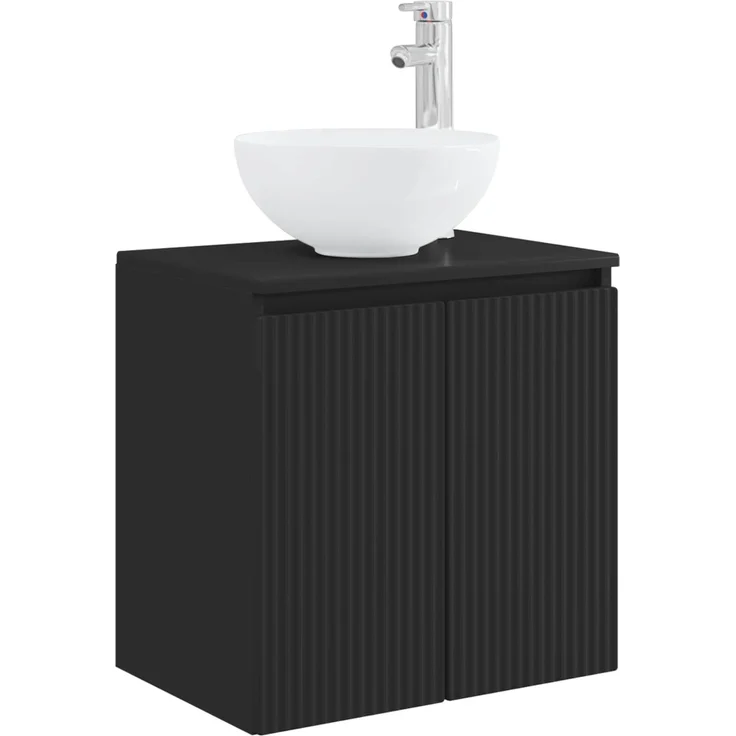 vidaXL Wandmontiertes Badezimmerschrank-Set 3 stk. Schwarz 3405618 – Bild 5