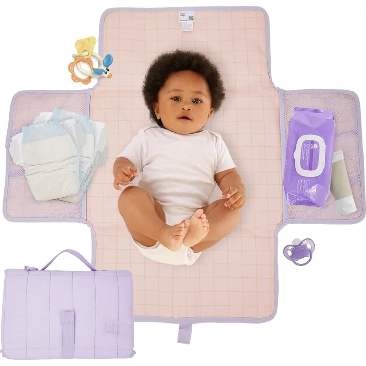 Hylat Baby Wickelauflage Tragbare Wickelunterlage - faltbar, wasserabweisend - Violett