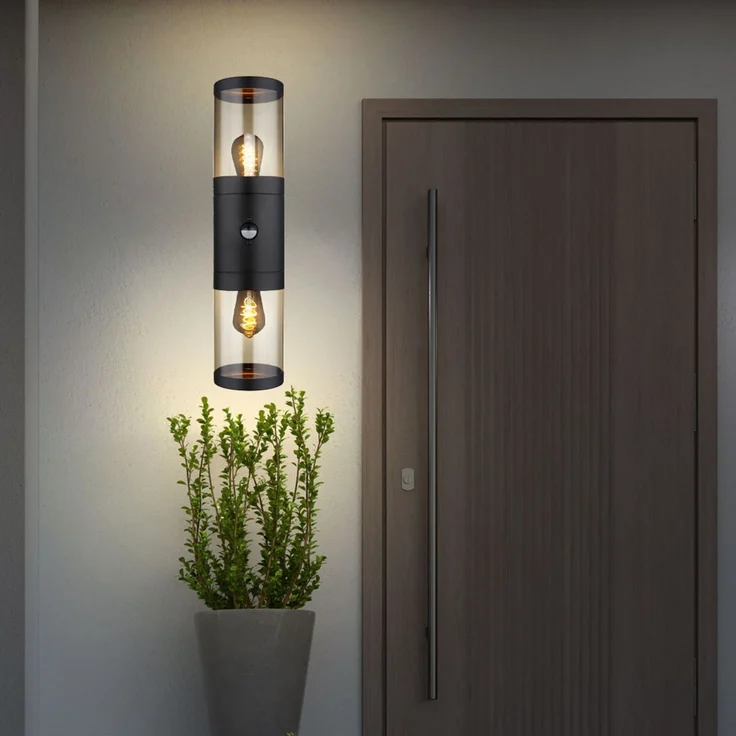 Außenlampe, Up and Down Strahler, Edelstahl, schwarz, H 42cm – Bild 3