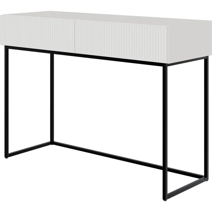 Selsey Schminktisch VELDIO, 2 Schubladen mit geriffelten Fronten, Metallgestell, 110 cm breit – Bild 5