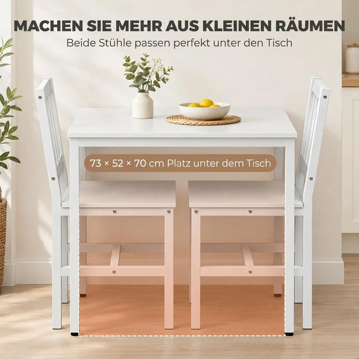HOMCOM Essgruppe, MDF, Kohlenstoffstahl, Weiß, 80 x 60 x 75 cm – Bild 7