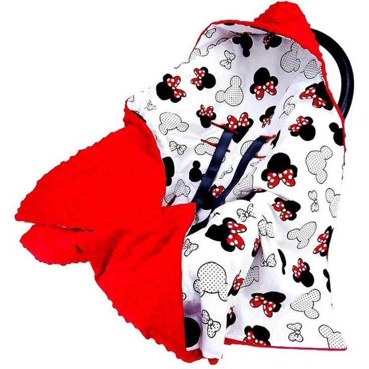 Einschlagdecke Doppelseitige Einschlagdecke für Babyschale Autokindersitz Mickey rot, Welt der Träume, Made in Europe – Bild 4