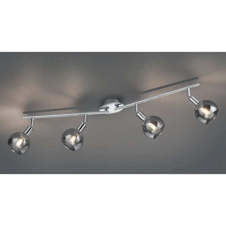 Deckenstrahler BREST 4-flammig Chrom mit Rauchglas, Breite 85cm