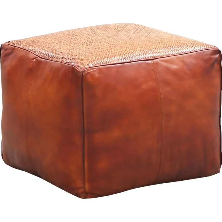 Marrakesch Orient & Mediterran Interior Pouf Vintage Pouf Sitzkissen Hocker aus Leder Griffit (1-St), Handarbeit – Bild 1