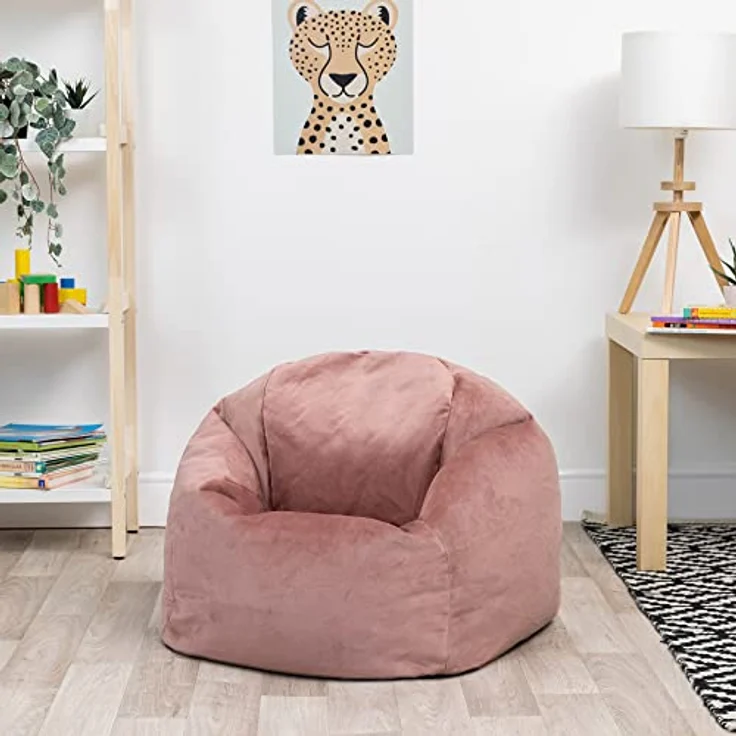 Icon Aurora Sitzsack Kinder, Rosa, Flauschiger Samtstoff, Sitzsack Samt mit Füllung, Bequemer Kinder Sessel, Kuschelsessel, Lese Sessel, Schlafzimmer, Kinderzimmer, Spielzimmer – Bild 2