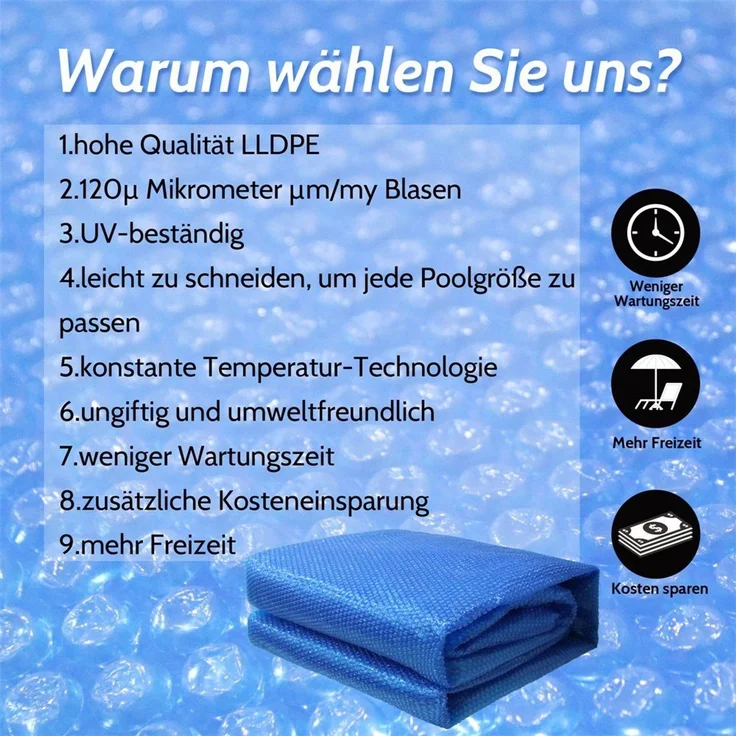 Solarfolie Solarplane Solarheizung Abdeckplane Poolheizung Blau 1000x500cm – Bild 4