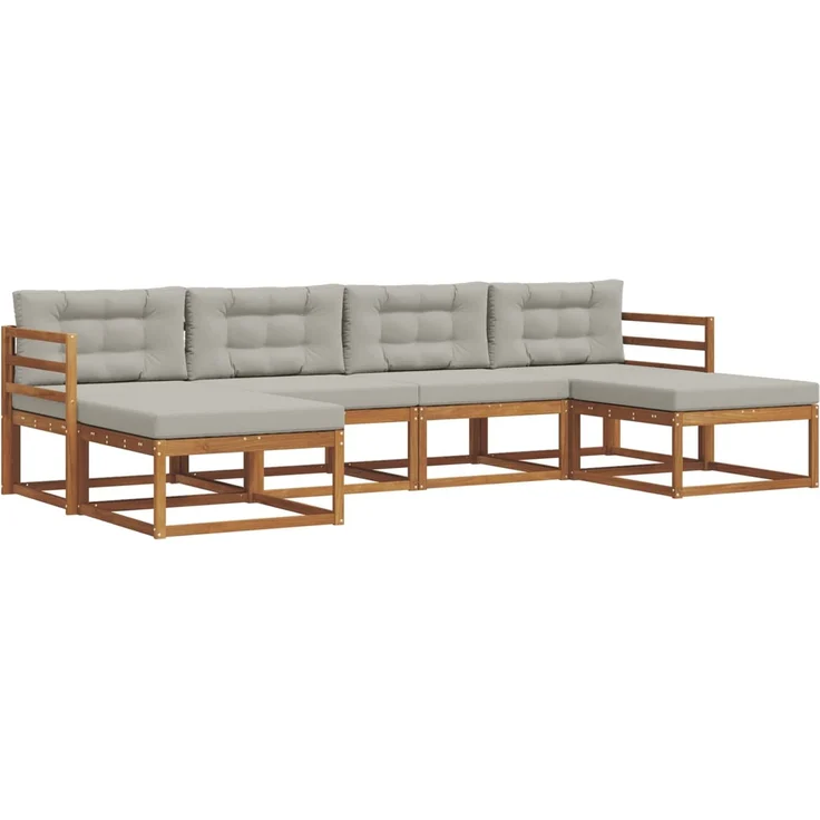 vidaXL Outdoor-Sofagarnitur 6 stk. 6-Sitzer Natur und Hellgrau 3367949 – Bild 2