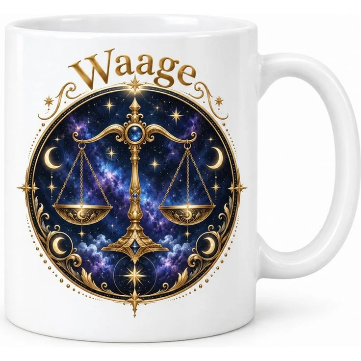 WS-Trend Tasse Sternzeichen Waage mystisch, Keramik 330 ml, beidseitiges Motiv, Keramik – Bild 1