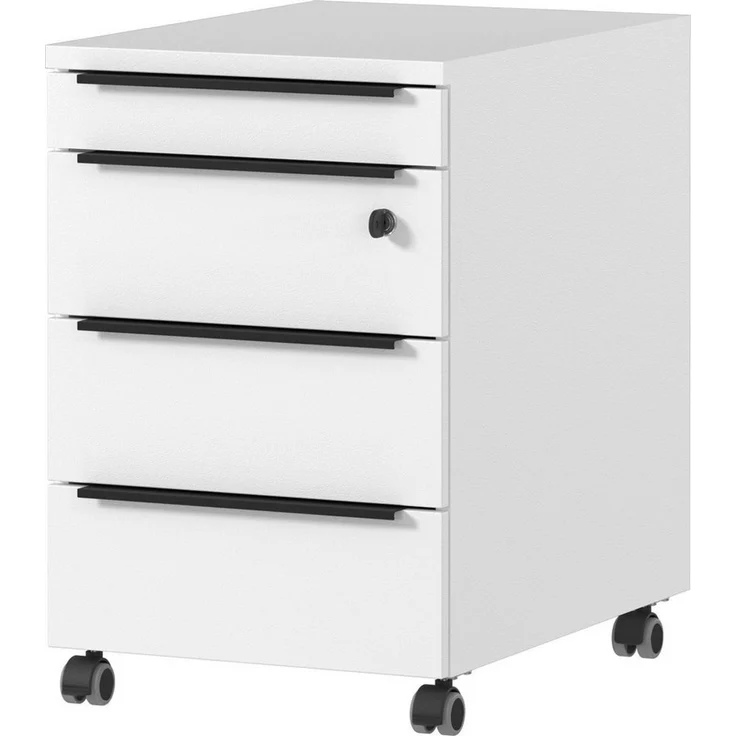 GERMANIA Rollcontainer Mailand, mit 4 Schubladen, optional mit Schubladendämpfung, Utensilienfach, 42x63 cm, Made in Germany – Bild 2