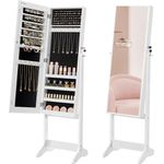 Songmics Schmuckschrank Spiegelschrank Ganzkörperspiegel, Geschenk, weiß