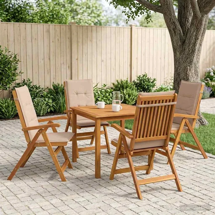 vidaXL 5-teiliges Garten-Esszimmer-Set 4-Sitzer Taupe 3434599 – Bild 1