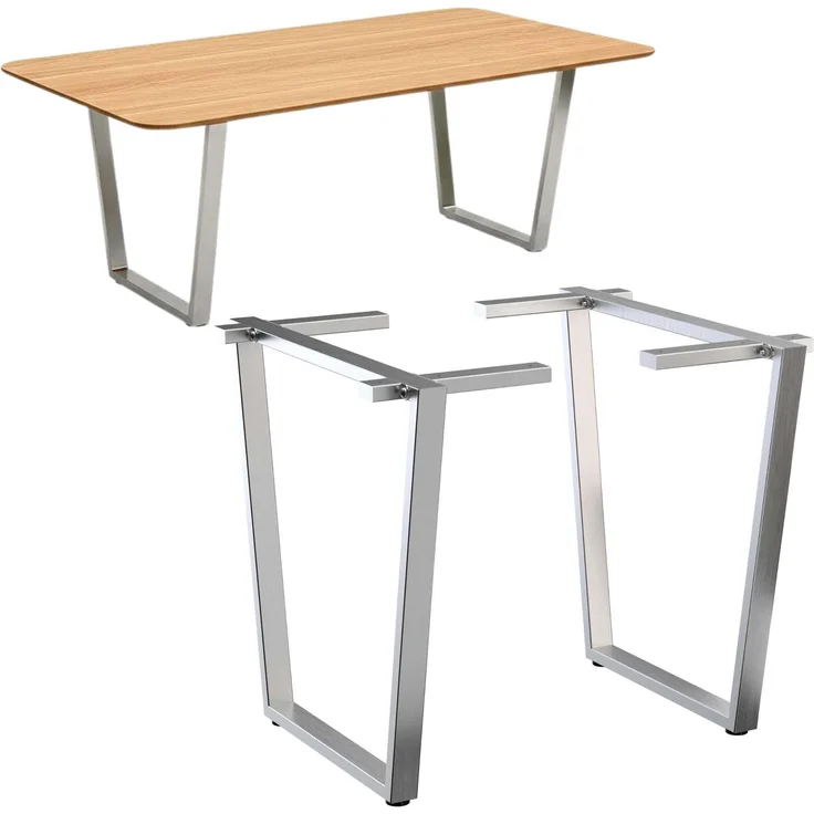 DanDiBo 2x Tischbeine Edelstahl 72 x 72 cm Tischgestell Höhenverstellbar 96679 Tischfüße Möbelfüße Tischkufen Esstisch Beine – Bild 1