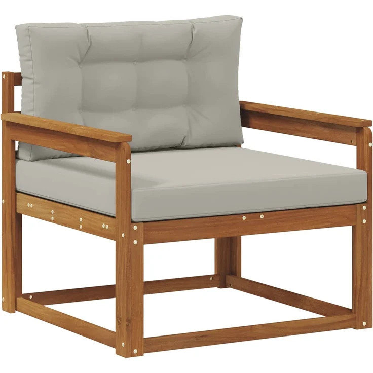 vidaXL Outdoor Mittelsofa Massivholz Akazie Natur und Hellgrau 3436258 – Bild 2