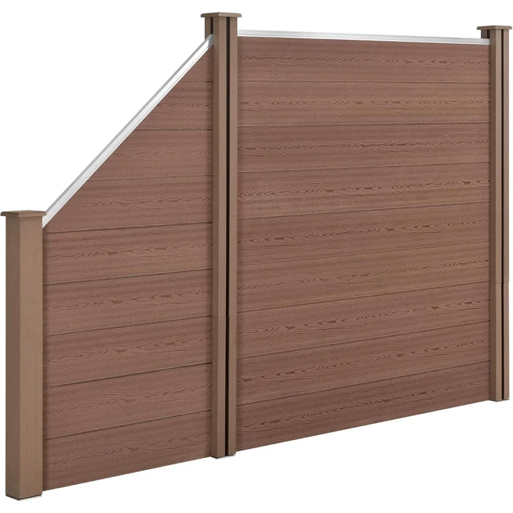 WPC Gartenzaun mit Schrägelement 183x277 cm braun [neu. holz] – Bild 2