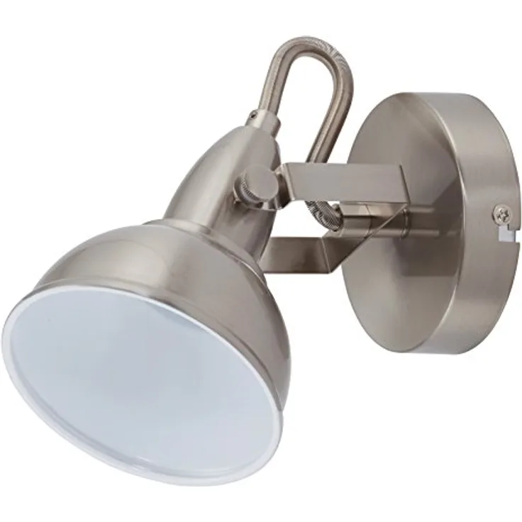 BRILONER – Wandlampe, Wandstrahler mit dreh-und schwenkbarem Spot im retro / vintage Design, Wandleuchte, Metall, E14, Satin-weiß