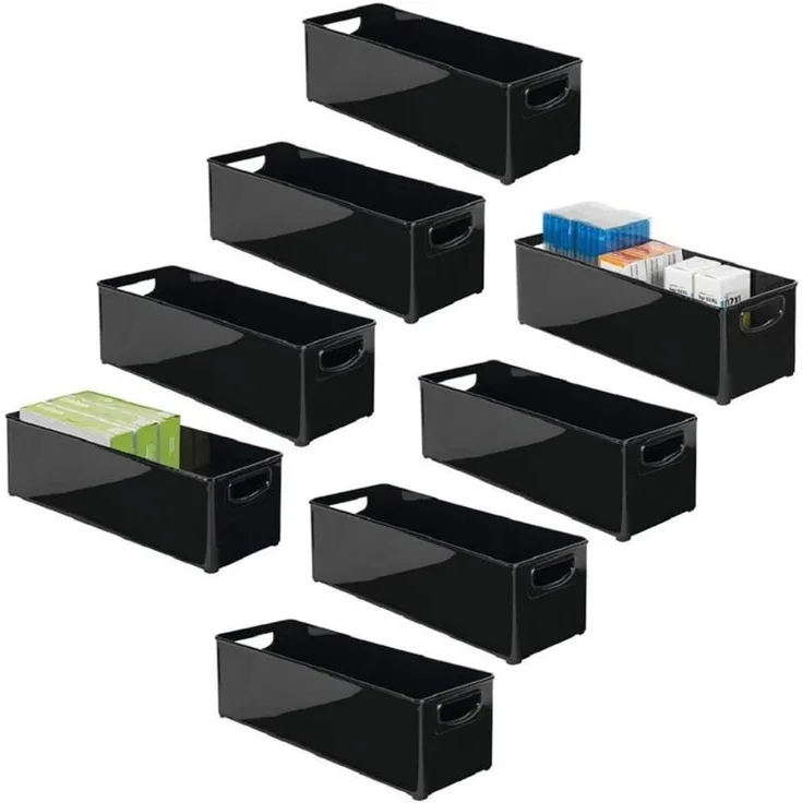 mDesign Schreibtisch Organizer Aufbewahrung Ablagesystem Griffe 8er-Set Schwarz