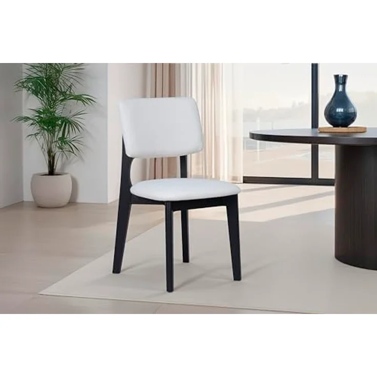 byLIVING Esszimmerstuhl 2er Set ELSA/Webstoff beige/Gestell Massivholz schwarz/B 48, H 87, T 54 cm – Bild 2