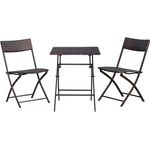 Outsunny Gartenlounge-Set mit 2 Stühle, Tisch, (Outdoor Balkonmöbel für 2 Personen, 3-tlg, Polyrattan Gartenmöbel Set), für Garten, Terrasse, Balkon, Kaffeebraun