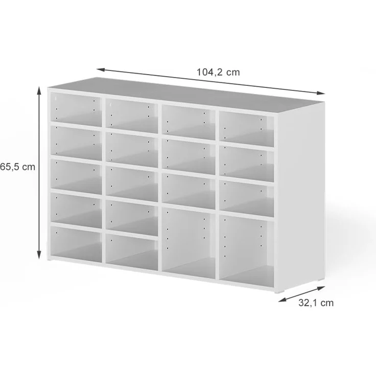 Schuhschrank Lysander Weiß 104.2 x 65.5 cm mit 18 offenen Fächern Vicco – Bild 2