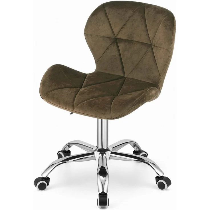 Home Collective Drehstuhl Schreibtischstuhl mit pneumatischer Verstellung (Perfekt für Kinderzimmer, Home Office und Studio), Samt mit Chromfuß und Gummirädern - Braun – Bild 4