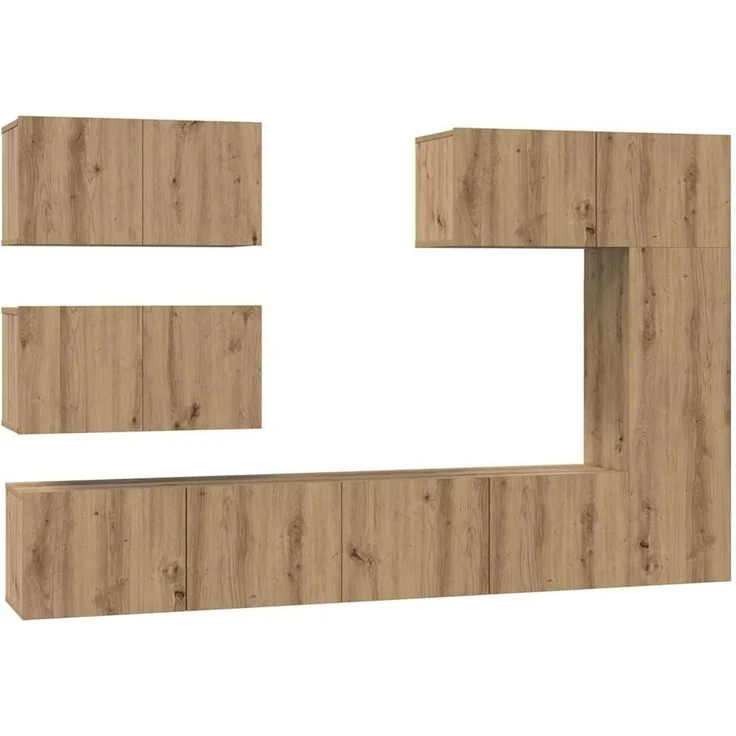 vidaXL TV-Schrankset Wandmontiert 6 pcs Artisan-Eiche Holzwerkstoff 3393266 – Bild 2