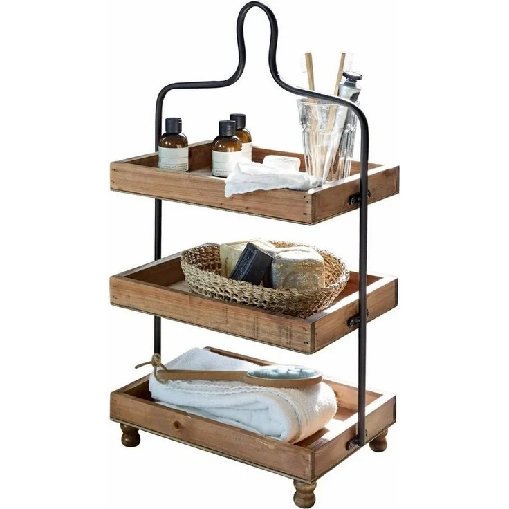 Mirabeau Etagere Etagere Lasse braun/schwarz, Mangoholz (mangifera indica), Gestell: Eisen – Bild 1