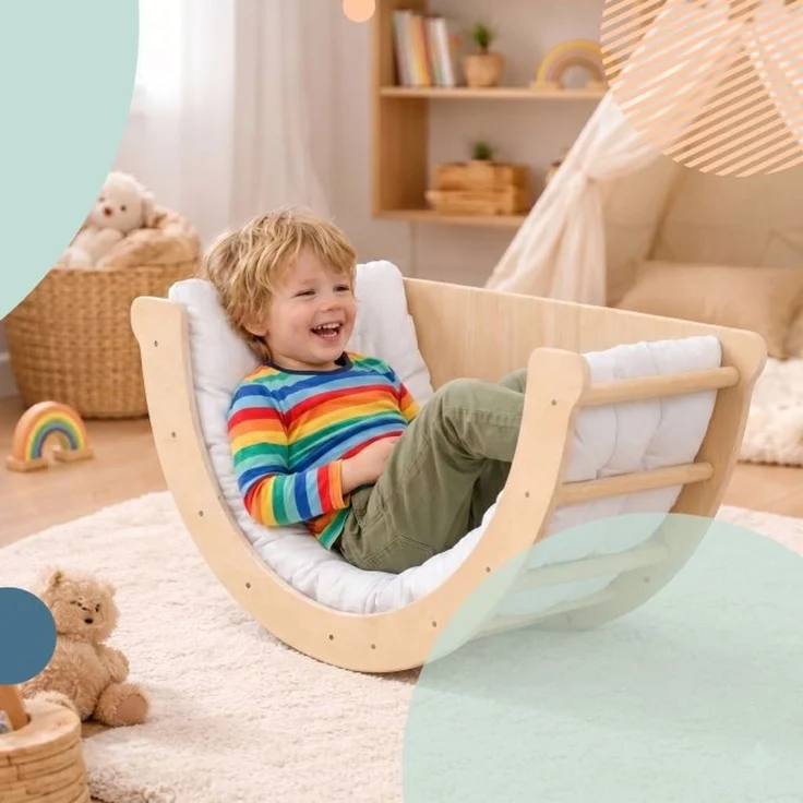 Relaxdays Kletterbogen Holz mit Kissen – Bild 2