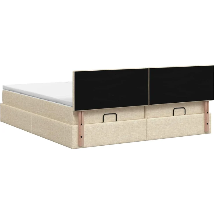 vidaXL Ottoman Bett mit Matratze mit Kopfteil 2 Stk. Creme Stoff 3456717 – Bild 9