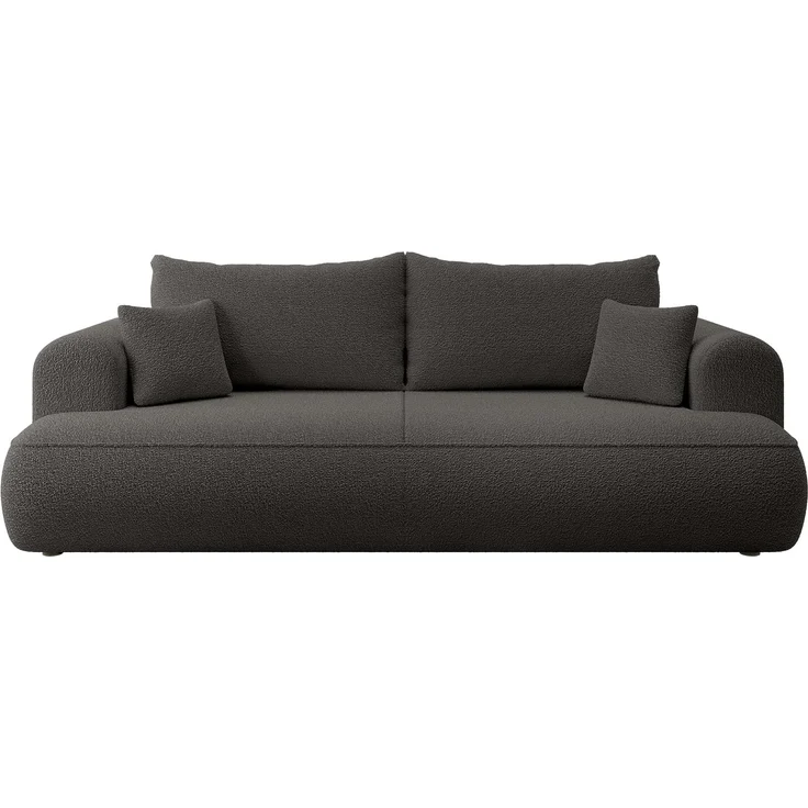 Selsey Sofa Schlafsofa Couch Mit Stauraum Schlaffunktion 3 Sitzer Pflegeleicht Polyurethanschaum Boucle Dunkelgrau OVO – Bild 4