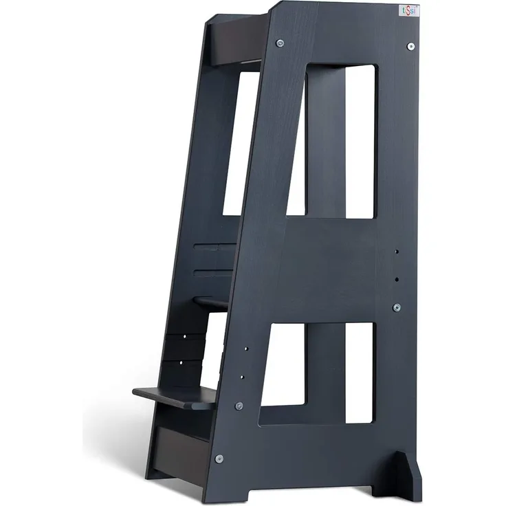 tiSsi 'Felix' Lernturm, Tritt 3-fach höhenverstellbar, Buche grau, Massivholz