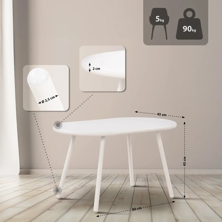 CLP 2er Sitzgruppe Veldin Set 1 Tisch 2 Stapelstühle wetterfest UV-beständig,weiß – Bild 3